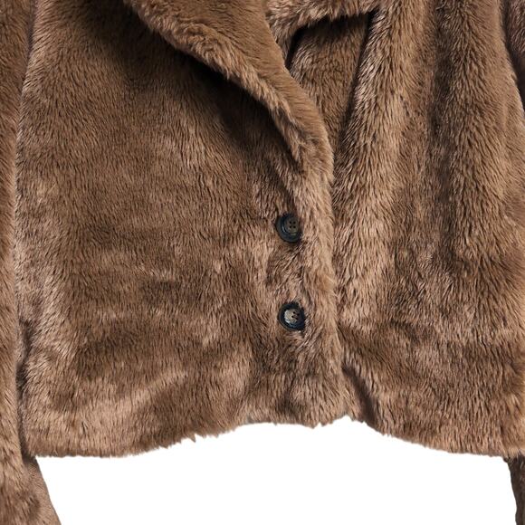 Free People Mena Cropped Faux Fur Jacket Teddy Size M - Picture 2 of 8